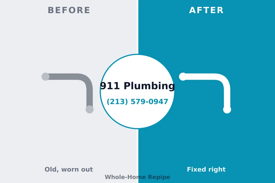 Before and after: plumbing repair Lafourche Crossing, LA